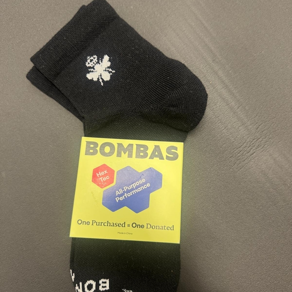 Bombas Black Midweight Socks All Performance Hec Tex Size Large - Picture 2 of 6